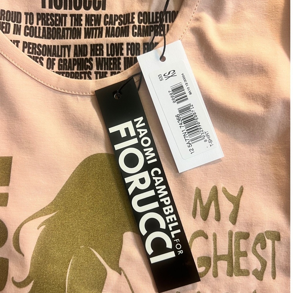 NWT Fiorucci X Naomi Campbell Collaboration My Highest Heels Fitted Tee Pink - Picture 3 of 4
